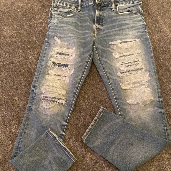 Men's Distressed Blue Jeans - Picture 1 of 6